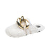Fur Sandals Autumn Women Furry Wool Mule Slippers With Metal Chain